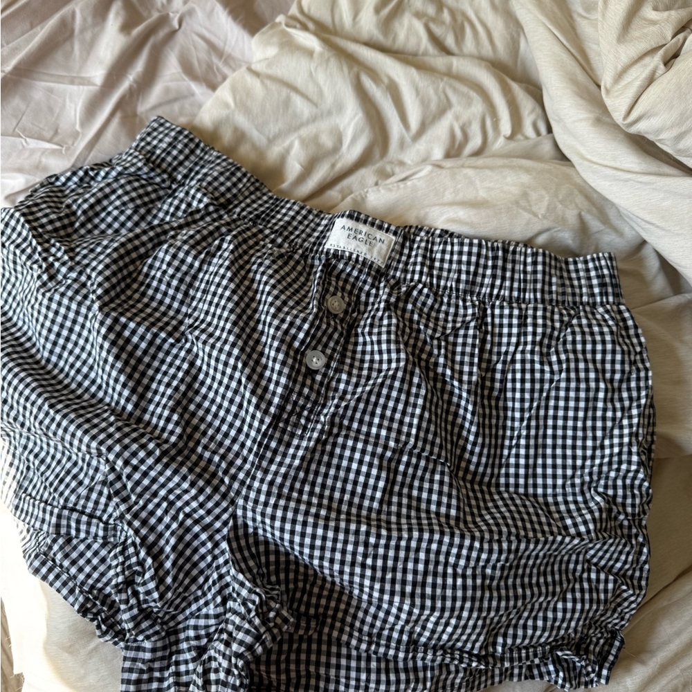 American Eagle Outfitters Black and White Checkered Shorts